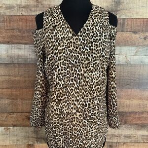 ‎Chico leopard cold shoulder blouse, Chico’s 0